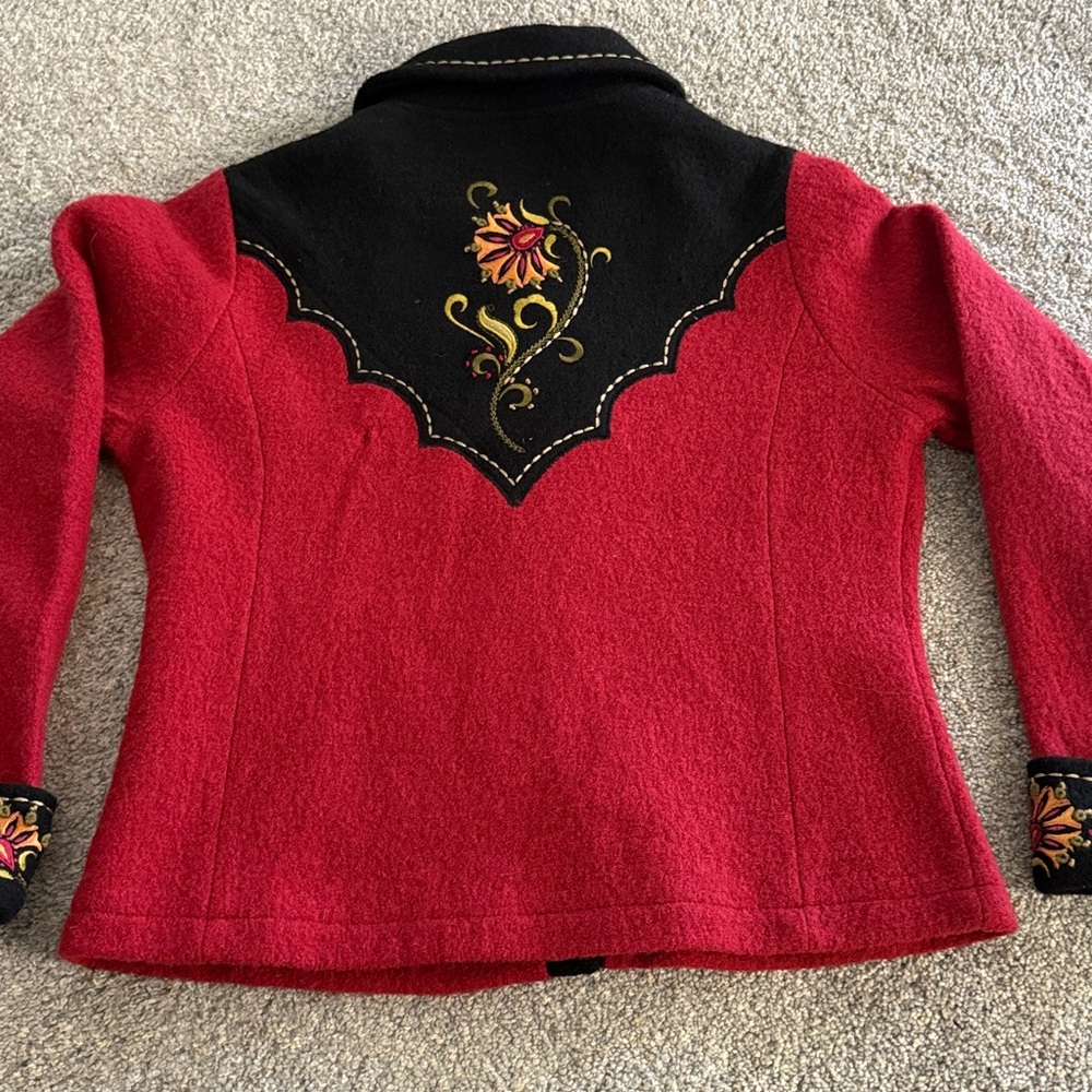 Carson Boiled Wool Deep Red Jacket With Black Det… - image 2